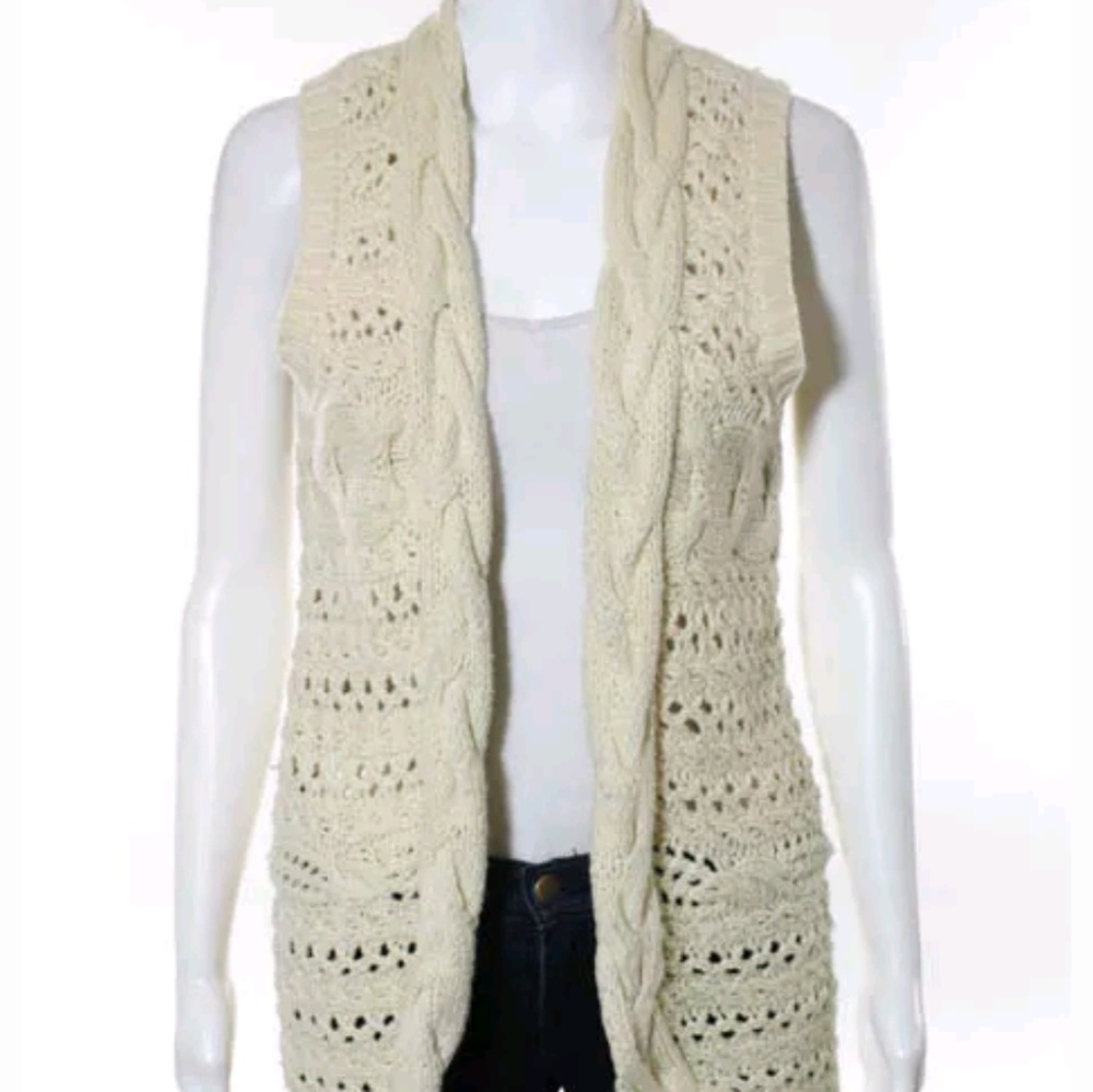 525 america ivory v-neck cotton knit top vest m